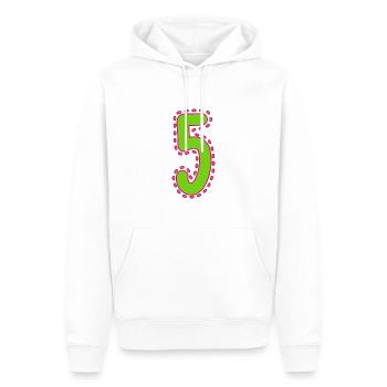 5. 5 YEARS. 5th ANNIVERSARY. 5 YEAR ANNIVERSARY - Men’s Premium Organic Hoodie - white - Front - Nico (187cm)