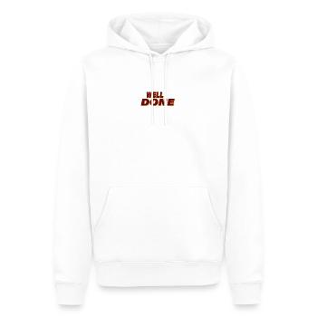 WELL DONE - Männer Premium Bio Hoodie - Weiß - Vorne - Nico (187cm)