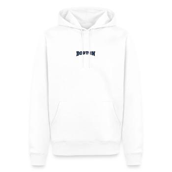 Boston Blockschrift Logo - Männer Premium Bio Hoodie - Weiß - Vorne - Nico (187cm)
