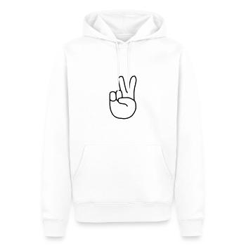 Emoji Peace Finger Skizze schwarz - Männer Premium Bio Hoodie - Weiß - Vorne - Nico (187cm)