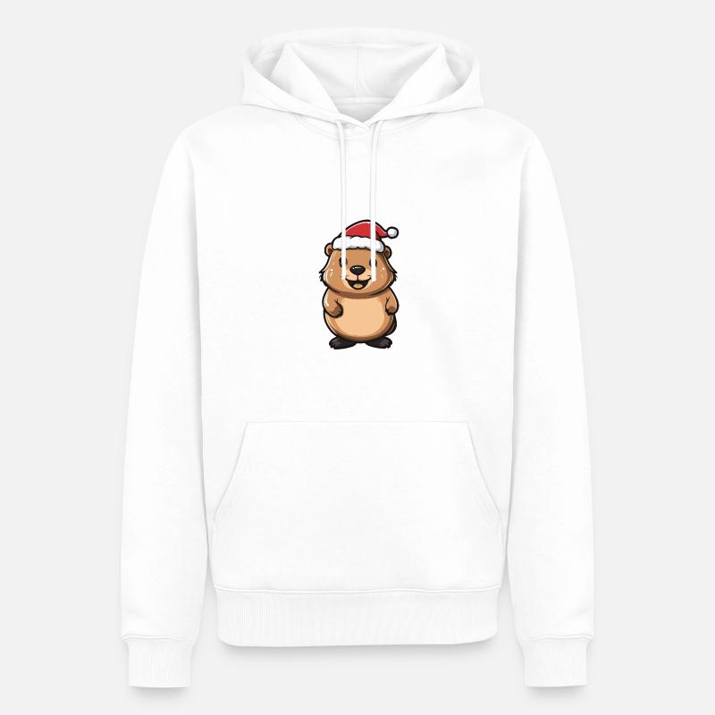 Castor Noël Noël - Sweat à capuche Premium bio Homme - blanc