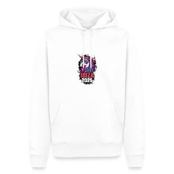 Ibiza 2025 Licorne - Sweat à capuche Premium bio Homme - blanc - Devant - Nico (187cm)