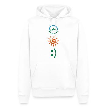 MOUNTAINS / VIEW / SKY / SUN - HAPPY - Männer Premium Bio Hoodie - Weiß - Vorne - Nico (187cm)