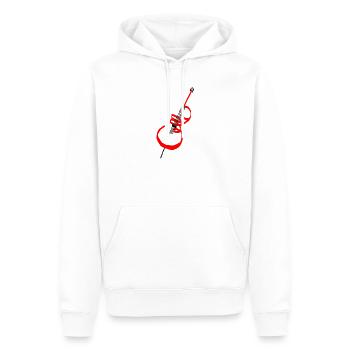 Lettrage violoncelle rouge - Sweat à capuche Premium bio Homme - blanc - Devant - Nico (187cm)