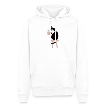 Pause café chat - Sweat à capuche Premium bio Homme - blanc - Devant - Nico (187cm)