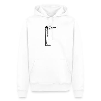 Minimalistisches Pistolenschützen Design - Männer Premium Bio Hoodie - Weiß - Vorne - Nico (187cm)