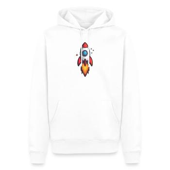 Cartoon Rakete Feuerflug - Männer Premium Bio Hoodie - Weiß - Vorne - Nico (187cm)