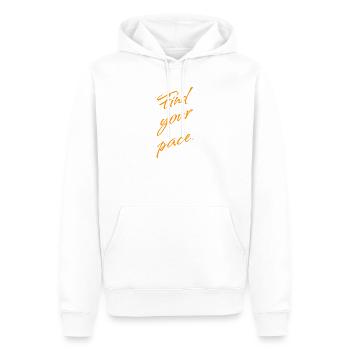 Trouvez votre rythme – Mentalité et équilibre - Sweat à capuche Premium bio Homme - blanc - Devant - Nico (187cm)