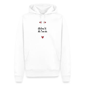 RETRAITE DE L'ANNEE - Sweat à capuche Premium bio Homme - blanc - Devant - Nico (187cm)