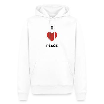 J’aime la paix - Sweat à capuche Premium bio Homme - blanc - Devant - Nico (187cm)