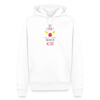 Les Génies Naissent en Août Humour Anniversaire - Sweat à capuche Premium bio Homme - blanc - Devant - Nico (187cm)