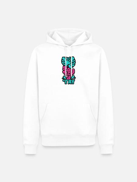 Vacay Vibes Schriftzug Grafik - Männer Premium Bio Hoodie - Weiß