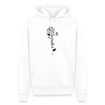 Rosalie Nom Prénom Fleur - Sweat à capuche Premium bio Homme - blanc - Devant - Nico (187cm)