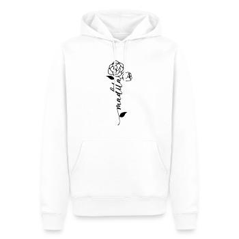 Madita Nom Prénom Nom Fleur - Sweat à capuche Premium bio Homme - blanc - Devant - Nico (187cm)