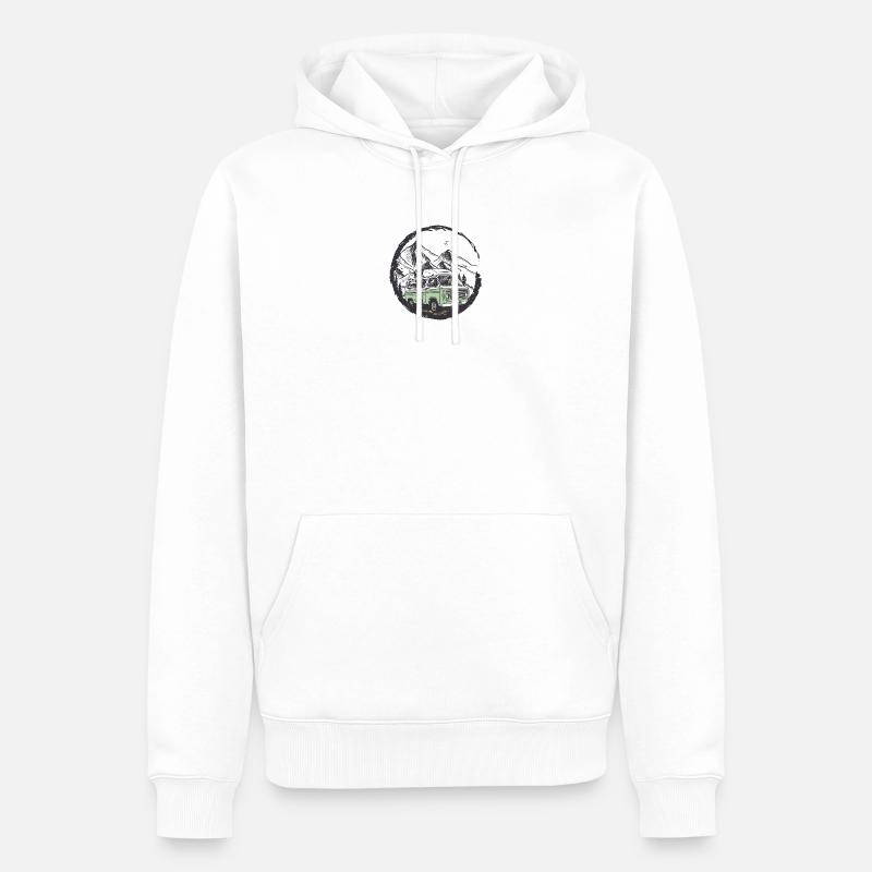 Retro Camper im Mountain Circle - Männer Premium Bio Hoodie - Weiß