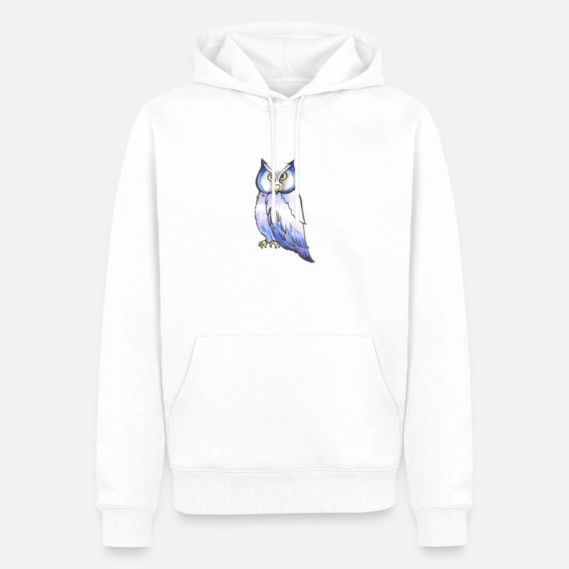 blaues Eulentier - Männer Premium Bio Hoodie - Weiß