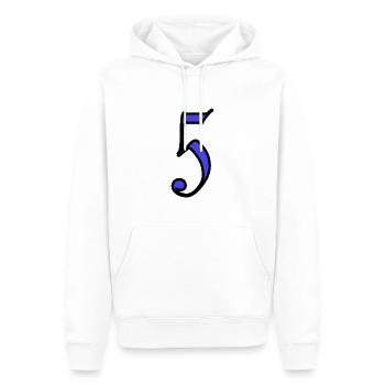 5. 5 YEARS. 5th ANNIVERSARY. 5 YEAR ANNIVERSARY - Men’s Premium Organic Hoodie - white - Front - Nico (187cm)