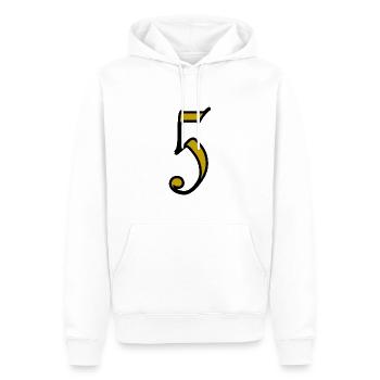 5. 5 YEARS. 5th ANNIVERSARY. 5 YEAR ANNIVERSARY - Men’s Premium Organic Hoodie - white - Front - Nico (187cm)