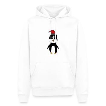 Le pingouin fête Noël - Sweat à capuche Premium bio Homme - blanc - Devant - Nico (187cm)