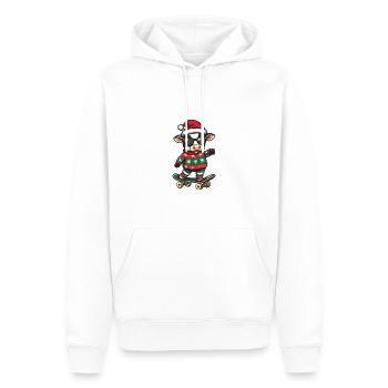 Vache Noël Drôle - Sweat à capuche Premium bio Homme - blanc - Devant - Nico (187cm)