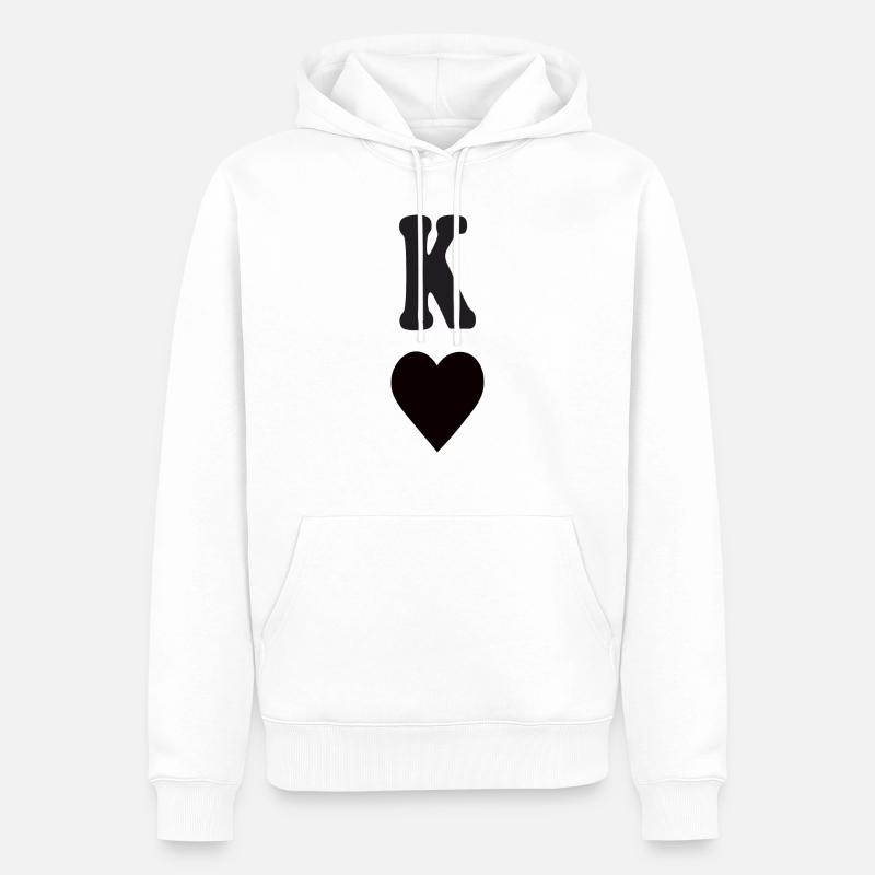 König Herz - Männer Premium Bio Hoodie - Weiß