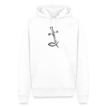 Icône de poisson croisé - Sweat à capuche Premium bio Homme - blanc - Devant - Nico (187cm)