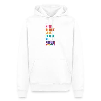 LGBTQ Pride Month - Mutig küssen, frei lieben - Männer Premium Bio Hoodie - Weiß - Vorne - Nico (187cm)