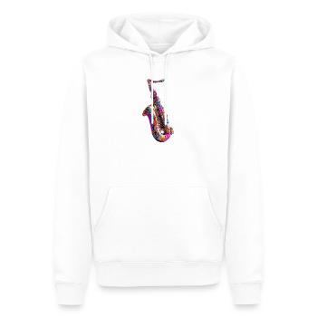 Kunterbuntes Saxophondesign - Männer Premium Bio Hoodie - Weiß - Vorne - Nico (187cm)