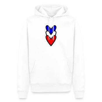 HERZ. HERZ. VALENTINSTAG. LIEBE. LIEBE. PAAR. - Männer Premium Bio Hoodie - Weiß - Vorne - Nico (187cm)