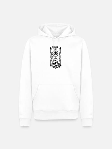 Stundenglas-Schädel-Augen-Spook-Tattoo - Männer Premium Bio Hoodie - Weiß