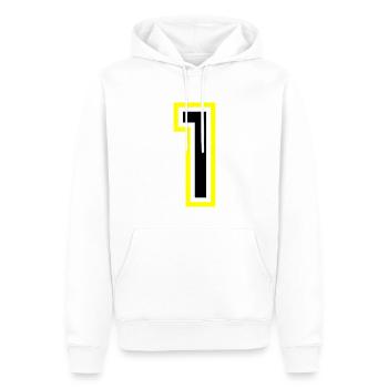 1 Zahl College - Männer Premium Bio Hoodie - Weiß - Vorne - Nico (187cm)