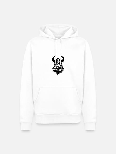 Viking Odin Head Icon - Men’s Premium Organic Hoodie - white