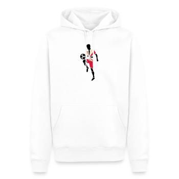 Joueur de foot avec ballon de foot - Sweat à capuche Premium bio Homme - blanc - Devant - Nico (187cm)