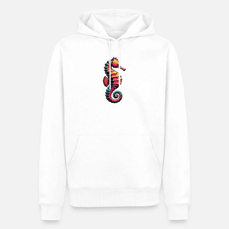Hippocampe - Sweat à capuche Premium bio Homme - blanc