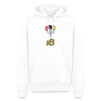 18. 18 ANS. 18e ANNIVERSAIRE. ANNIVERSAIRE 18 ANS. - Sweat à capuche Premium bio Homme - blanc - Devant - Nico (187cm)