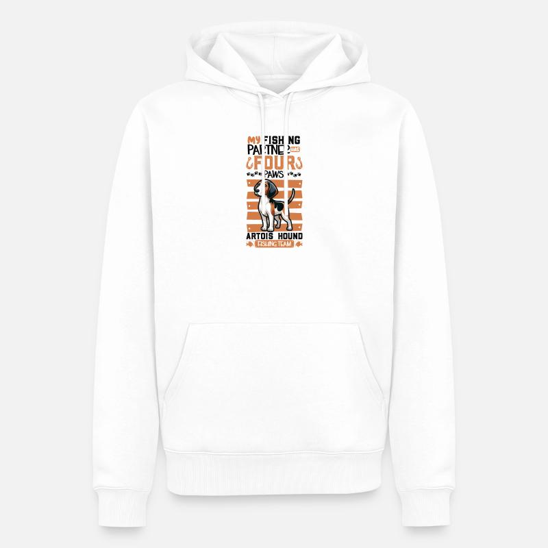 Pêche et Mastiff assyrien - Sweat à capuche Premium bio Homme - blanc
