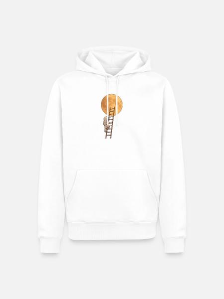 Astronautenleiter zum Mond - Männer Premium Bio Hoodie - Weiß
