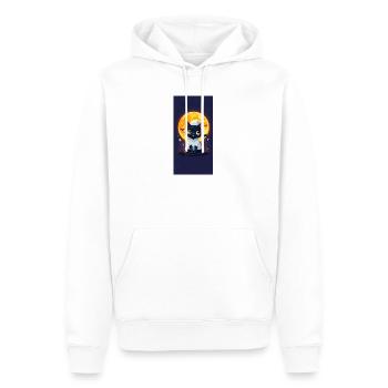 Mondschein-Katze im Geisterumhang - Männer Premium Bio Hoodie - Weiß - Vorne - Nico (187cm)