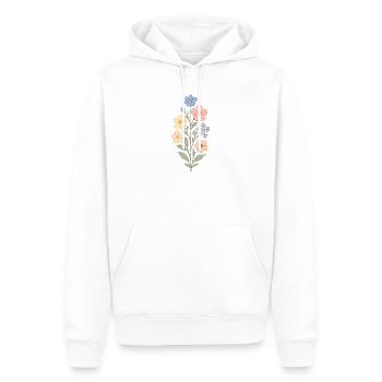 Bouquet aquarelle fleurs pastel - Sweat à capuche Premium bio Homme - blanc - Devant - Nico (187cm)