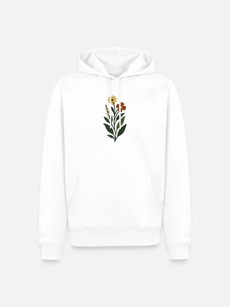 Frühlingsblumen Minimalkunst - Männer Premium Bio Hoodie - Weiß