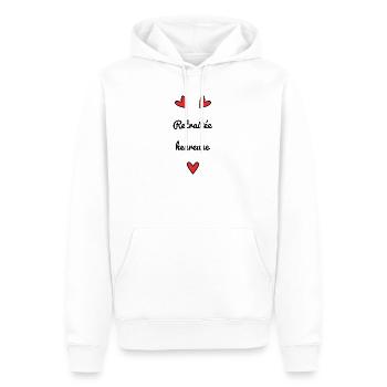 RETRAITEE. RETRAITE. BONNE RETRAITE - Sweat à capuche Premium bio Homme - blanc - Devant - Nico (187cm)