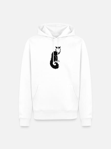 Mitternachtskatzen-Silhouetten-Tuschekunst - Männer Premium Bio Hoodie - Weiß
