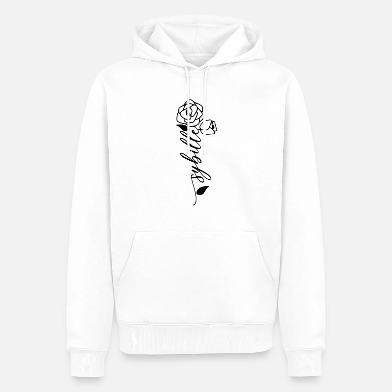 Sybille Nom Prénom Nom Fleur - Sweat à capuche Premium bio Homme - blanc