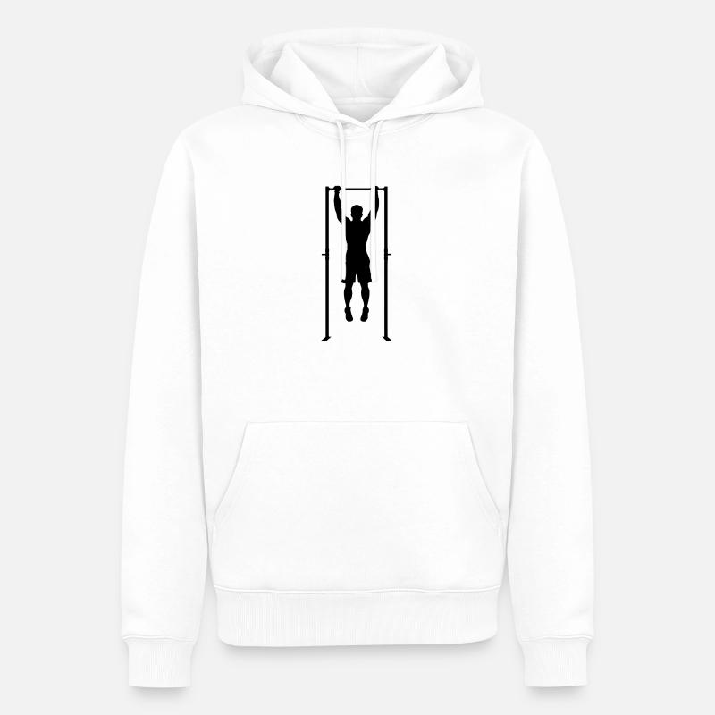 Calisthenics, pull-ups, pullups, muscle ups, body - Men’s Premium Organic Hoodie - white