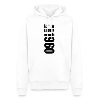 1960 édition limitée - Sweat à capuche Premium bio Homme - blanc - Devant - Nico (187cm)