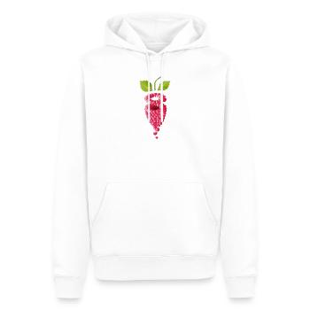 schwebende pinkfarbene reife Himbeere - Männer Premium Bio Hoodie - Weiß - Vorne - Nico (187cm)