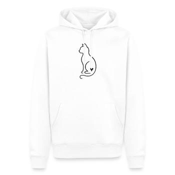Dessin minimaliste au trait de chat – Design noir - Sweat à capuche Premium bio Homme - blanc - Devant - Nico (187cm)
