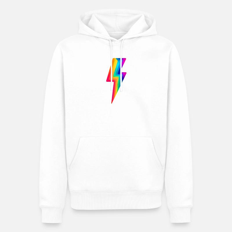 Regenbogenblitz - Männer Premium Bio Hoodie - Weiß