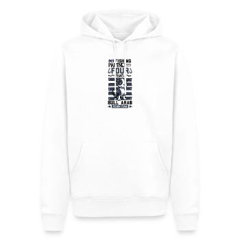 Pêche et taureau arabe - Sweat à capuche Premium bio Homme - blanc - Devant - Nico (187cm)