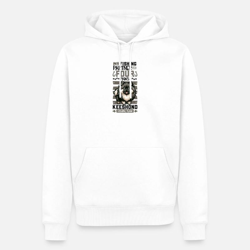 Pêche et Wolfspitz - Sweat à capuche Premium bio Homme - blanc